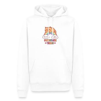 Un chat tigré mignon sur l’ambiance Rainbow Pawsitive - Sweat à capuche Premium bio Homme - blanc - Devant - Nico (187cm)