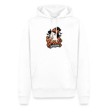 Kürbisgeist Spooky Saison Design - Männer Premium Bio Hoodie - Weiß - Vorne - Nico (187cm)
