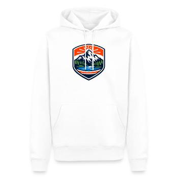 Bouclier du Lever du Soleil de la Montagne - Sweat à capuche Premium bio Homme - blanc - Devant - Nico (187cm)