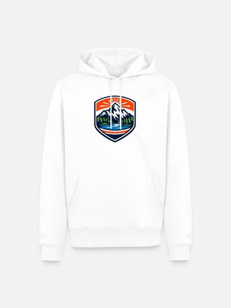 Mountain Sunrise Shield - Männer Premium Bio Hoodie - Weiß