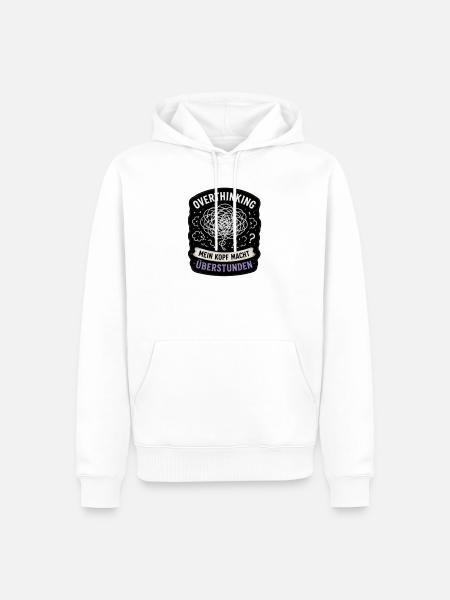 Overthinking Kopf Überstunden - Männer Premium Bio Hoodie - Weiß