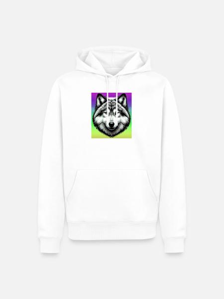 Wolf - Männer Premium Bio Hoodie - Weiß