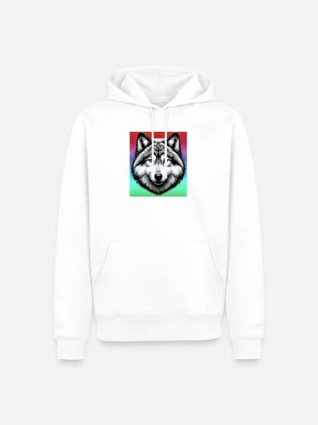 Wolf - Männer Premium Bio Hoodie - Weiß