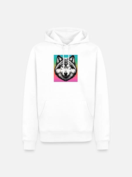 Wolf - Männer Premium Bio Hoodie - Weiß