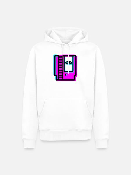 Retro Spielekassette Glitch Logo - Männer Premium Bio Hoodie - Weiß