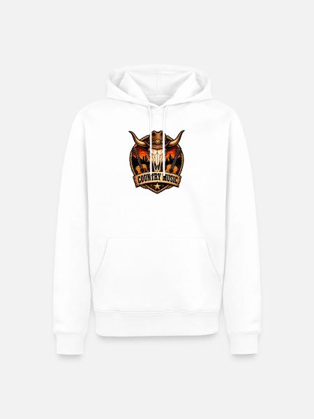Country Musik Schädel Ranch - Männer Premium Bio Hoodie - Weiß