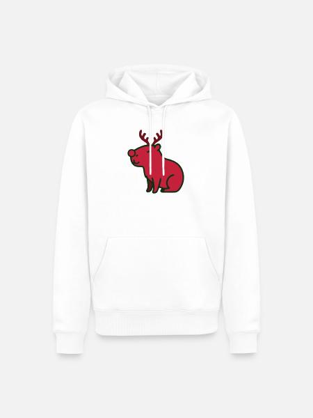Rotes Rentier Weihnachten Icon - Männer Premium Bio Hoodie - Weiß