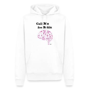 Call Me the Brain - by #MEOW. - Men’s Premium Organic Hoodie - white - Front - Nico (187cm)