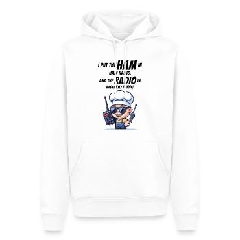 Radiantly Funny Amateur Ham Radio Operator Chef - Men’s Premium Organic Hoodie - white - Front - Nico (187cm)