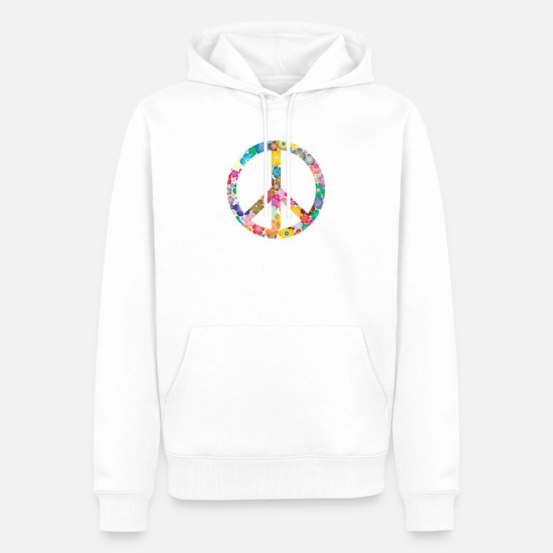 Peace Flower Idee Geschenk - Männer Premium Bio Hoodie - Weiß