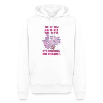 Nur ein Axolotl, der Erdbeer Milkshakes liebt - Männer Premium Bio Hoodie - Weiß - Vorne - Nico (187cm)