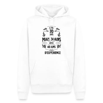 Je n'ai pas 70 ans j'ai 30 ans - Sweat à capuche Premium bio Homme - blanc - Devant - Nico (187cm)