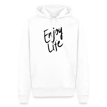 enjoy - Männer Premium Bio Hoodie - Weiß - Vorne - Nico (187cm)