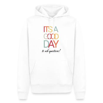 C’est une bonne journée pour poser des questions - Enseignant - Sweat à capuche Premium bio Homme - blanc - Devant - Nico (187cm)