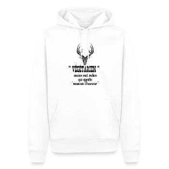 VÉGÉTARIEN - Sweat à capuche Premium bio Homme - blanc - Devant - Nico (187cm)