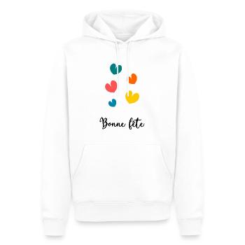 MAMIE. FÊTE DES MÈRES. BONNE FÊTE MAMIE. JE T'AIME - Sweat à capuche Premium bio Homme - blanc - Devant - Nico (187cm)