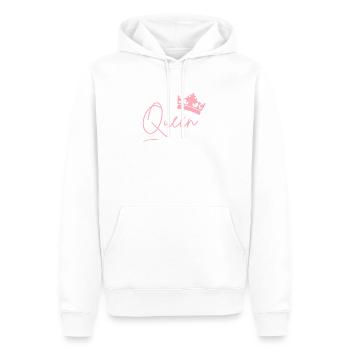 Queen Schriftzug mit Krone – Pink Power - Männer Premium Bio Hoodie - Weiß - Vorne - Nico (187cm)