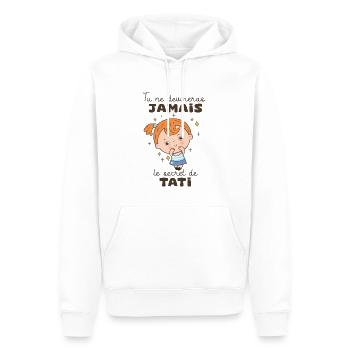 annonce grossesse enceinte secret tata tati tante - Sweat à capuche Premium bio Homme - blanc - Devant - Nico (187cm)