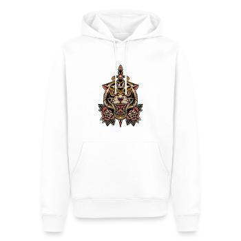 Conception de tatouage à l’ancienne épée de tigre roses - Sweat à capuche Premium bio Homme - blanc - Devant - Nico (187cm)