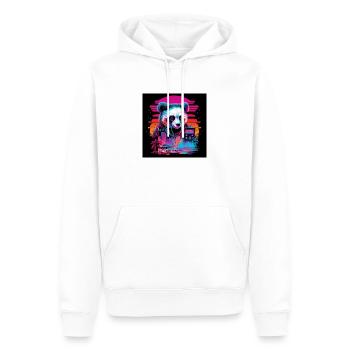 Panda with neon colors, synthwave / 80s - Men’s Premium Organic Hoodie - white - Front - Nico (187cm)