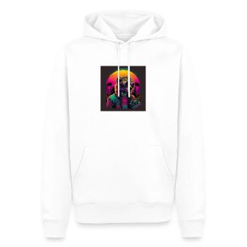 Meerkats with neon colors, synthwave / 80s - Men’s Premium Organic Hoodie - white - Front - Nico (187cm)