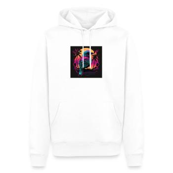 Bird with neon colors, synthwave / 80s - Men’s Premium Organic Hoodie - white - Front - Nico (187cm)