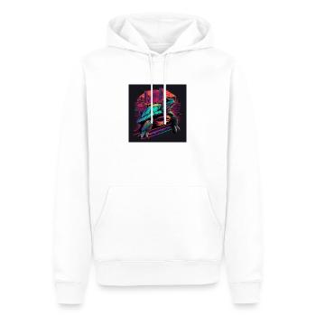 Turtle in neon colors 80s synthwave style - Men’s Premium Organic Hoodie - white - Front - Nico (187cm)