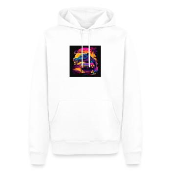 Krokodil mit Neonfarben, Synthwave / 80er Jahre - Männer Premium Bio Hoodie - Weiß - Vorne - Nico (187cm)