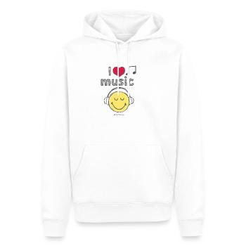 smiley,comic,pink,swfa21,i love music, musik - Männer Premium Bio Hoodie - Weiß - Vorne - Nico (187cm)