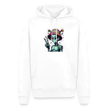 Alien zeigt Peace - Männer Premium Bio Hoodie - Weiß - Vorne - Nico (187cm)