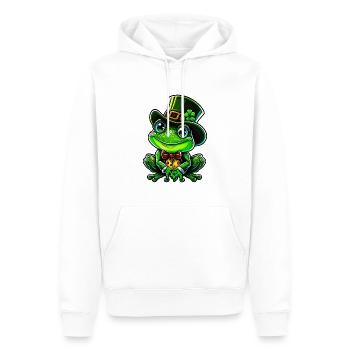 Grenouille joyeuse avec chapeau haut de forme de la Saint-Patrick - Sweat à capuche Premium bio Homme - blanc - Devant - Nico (187cm)