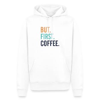 BUT FIRST COFFEE - Männer Premium Bio Hoodie - Weiß - Vorne - Nico (187cm)