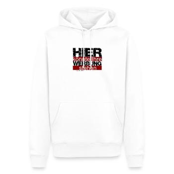 Hier könnte Ihre Werbung stehen ...oder auch nicht - Männer Premium Bio Hoodie - Weiß - Vorne - Nico (187cm)