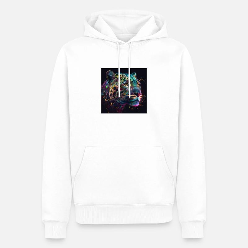 Farbiger Jaguar, einzigartiges Design - Männer Premium Bio Hoodie - Weiß