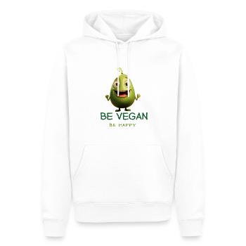 BE VEGAN- BE HAPPY - Männer Premium Bio Hoodie - Weiß - Vorne - Nico (187cm)