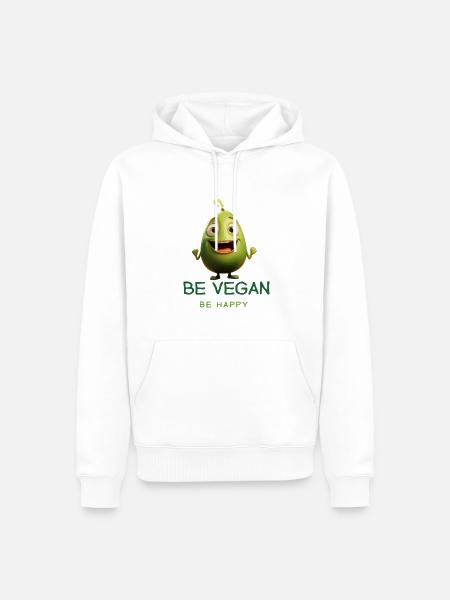 BE VEGAN- BE HAPPY - Männer Premium Bio Hoodie - Weiß