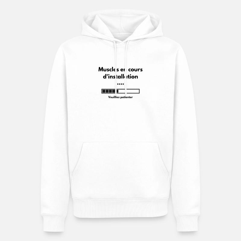 Muscles en cours d'installation - Sweat à capuche Premium bio Homme - blanc