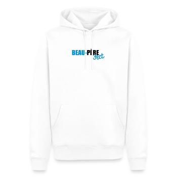 beau-père(fect) - Sweat à capuche Premium bio Homme - blanc - Devant - Nico (187cm)
