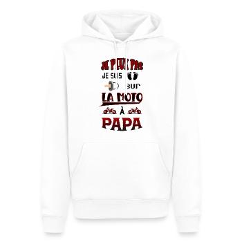 Bébé Trop Occupé Sur La Moto à Papa - Sweat à capuche Premium bio Homme - blanc - Devant - Nico (187cm)