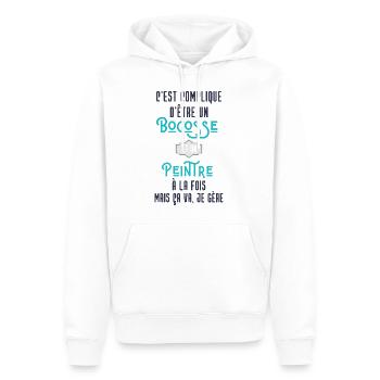 C'est compliqué d'être Bogosse et Peintre - Sweat à capuche Premium bio Homme - blanc - Devant - Nico (187cm)