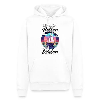 Life is better on water - Segelboot - Männer Premium Bio Hoodie - Weiß - Vorne - Nico (187cm)