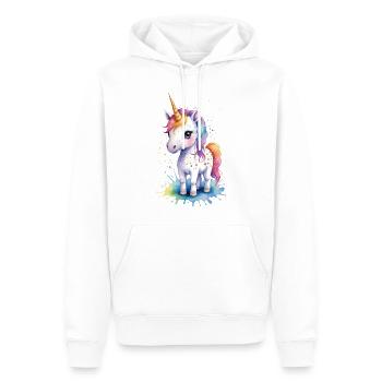 Rainbow Dreams: Kawaii Einhorn Aquarell - Männer Premium Bio Hoodie - Weiß - Vorne - Nico (187cm)