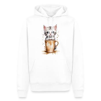 Kätzchen und Kaffeetasse - Purrfect Morning - Männer Premium Bio Hoodie - Weiß - Vorne - Nico (187cm)