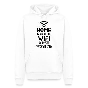 Zuhause ist, wo sich das WLAN automatisch verbindet - Männer Premium Bio Hoodie - Weiß - Vorne - Nico (187cm)