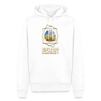 Bukarest Bucuresti Rumänien Skyline Stadt Gold - Männer Premium Bio Hoodie - Weiß - Vorne - Nico (187cm)