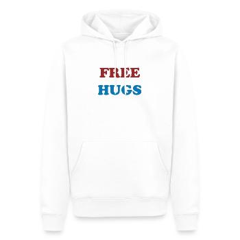 KOSTENLOSE UMARMUNGEN!! - Männer Premium Bio Hoodie - Weiß - Vorne - Nico (187cm)