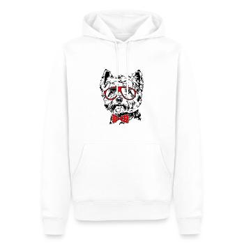 Drôle de lunettes WESTIE Chien Wilsigns - Sweat à capuche Premium bio Homme - blanc - Devant - Nico (187cm)