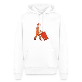 Garbage man & garbage can. Street cleaner. Garbage collection. - Men’s Premium Organic Hoodie - white - Front - Nico (187cm)