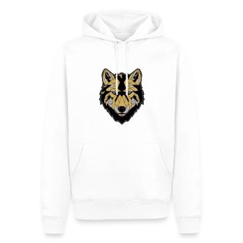 Wolfs Gesicht, Gold - Männer Premium Bio Hoodie - Weiß - Vorne - Nico (187cm)
