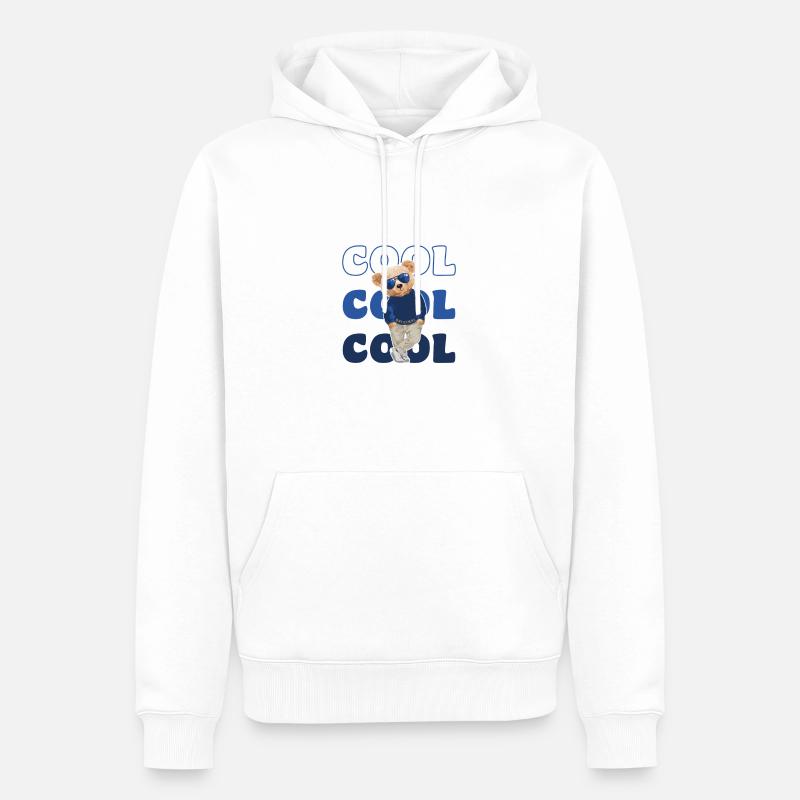 Cooler Teddybär mit Sonnenbrille - Cool - Männer Premium Bio Hoodie - Weiß